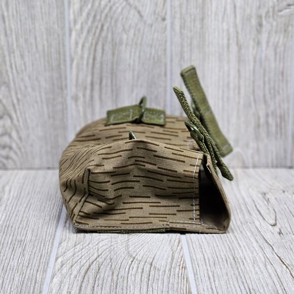 East German Raindrop Camo Canvas Triple Grenade Pouch Military DDR NVA Brown - Picture 3 of 5